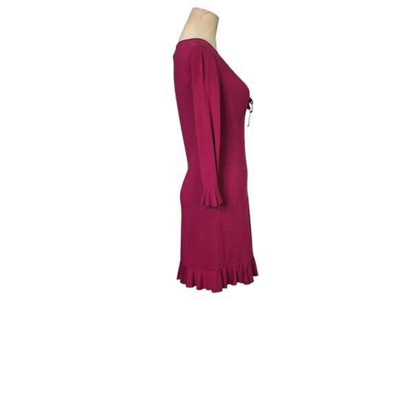 Urban Outfitters Grace Burgundy 3/4 Sleeves Ruffle Mini Dress size Small - Picture 14 of 16